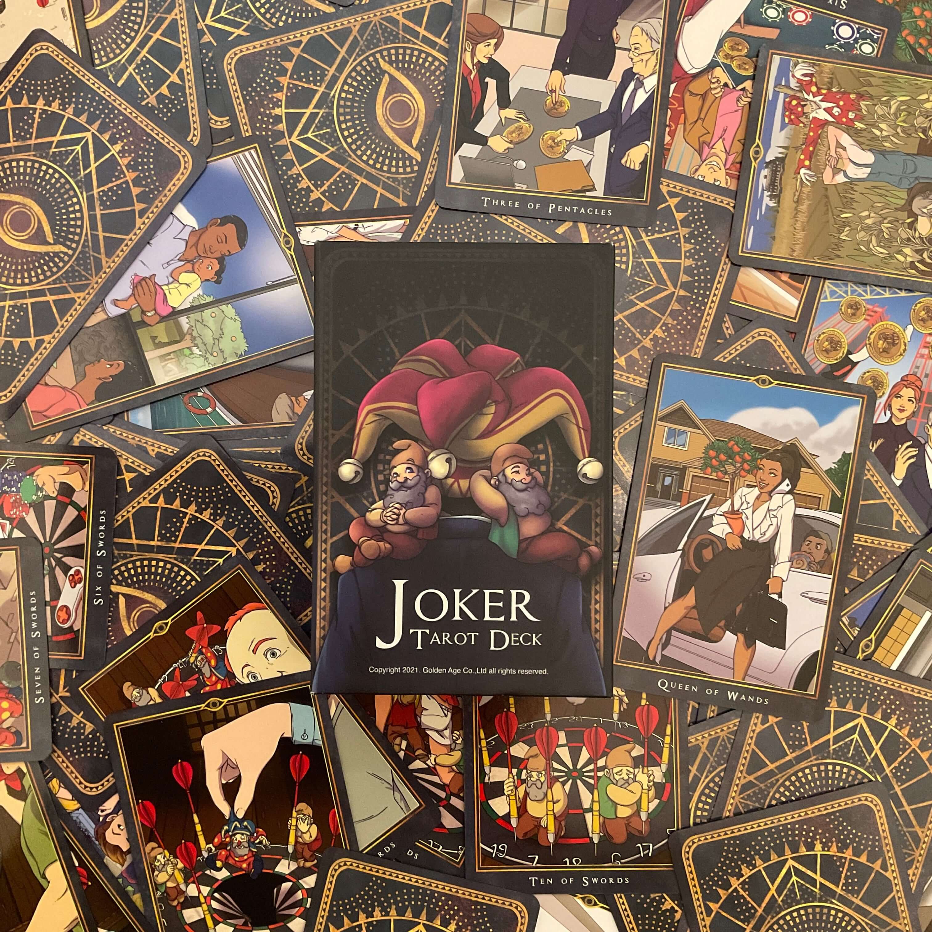 Red Joker Tarot Cards with Guidebook Set